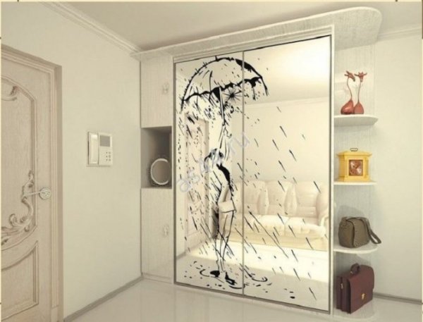 Шкаф купе в прихожую пескоструй