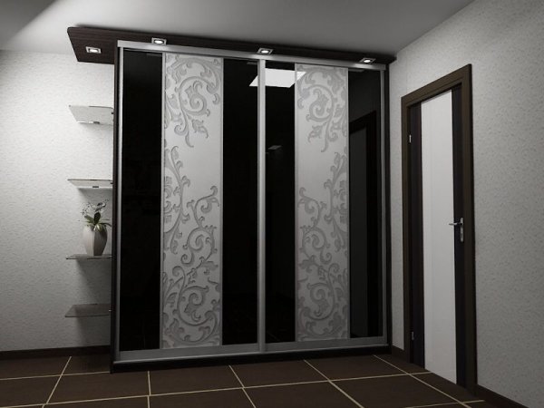 Черно белый шкаф в прихожую