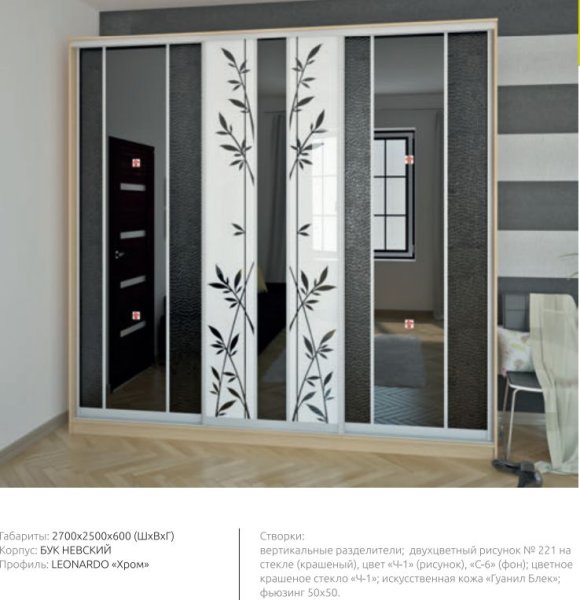 Шкаф купе с вертикальными вставками