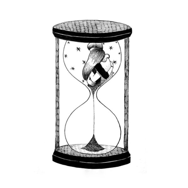 Песочные часы черно белые