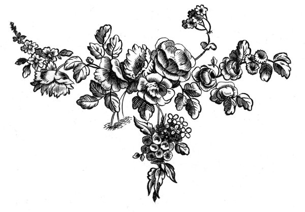 Винтажные цветы черно белые