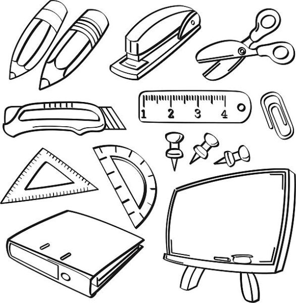 Трафарет школьные принадлежности