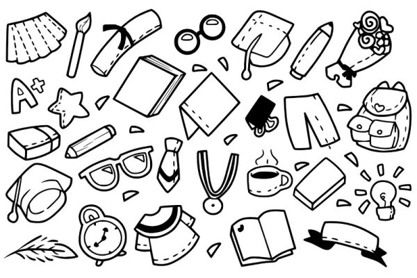 Раскраска школьные принадлежности