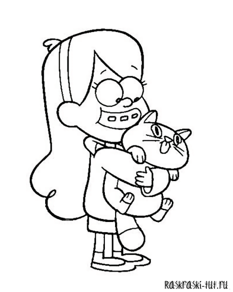 Мейбл из Гравити Фолз черно белая