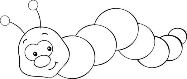 Гусеница раскраска контур