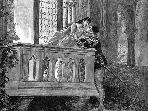 Силуэты влюбленных в профиль