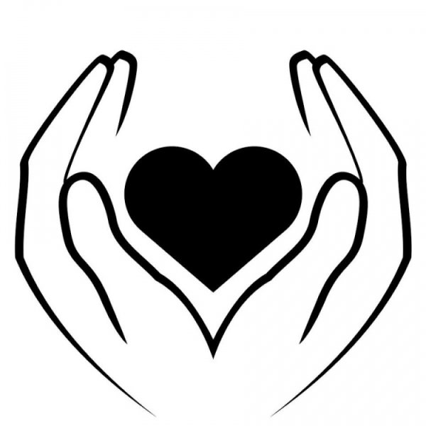 Сердце в руках трафарет