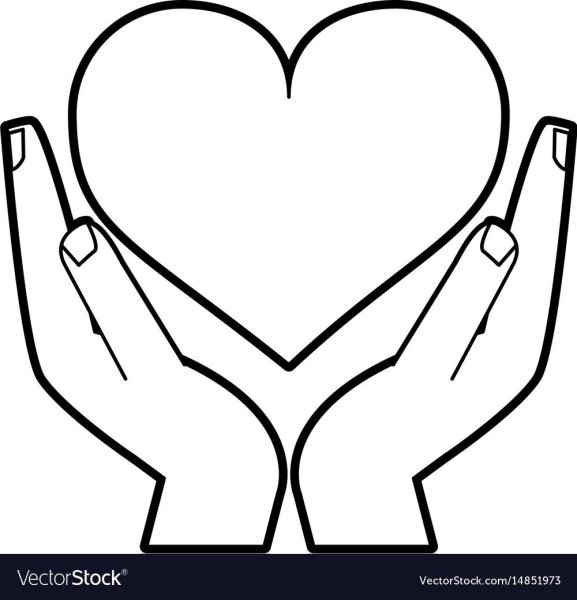 Сердце в руках раскраска