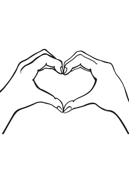 Сердце из рук контур