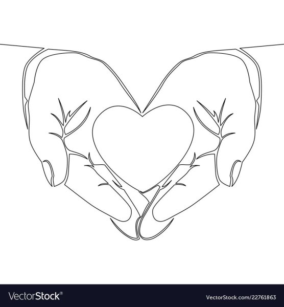 Сердце в руках раскраска