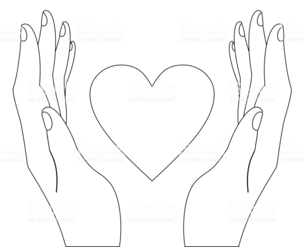 Раскраски детские ладони с сердечком