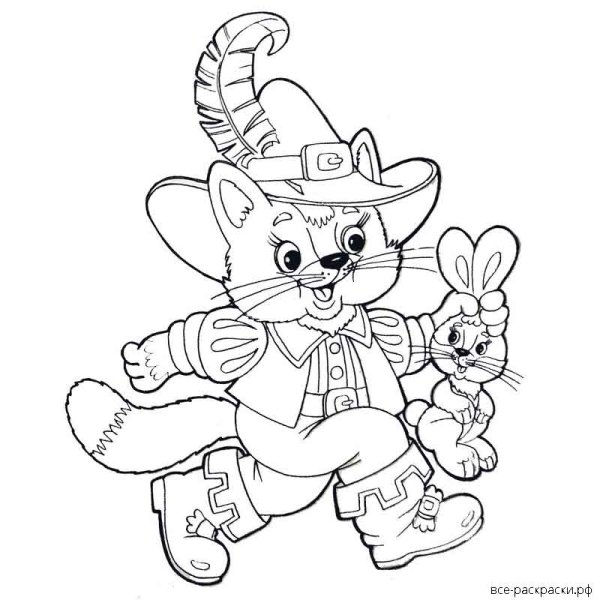 Кот в сапогах раскраска