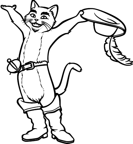 Кот в сапогах Шрек раскраска