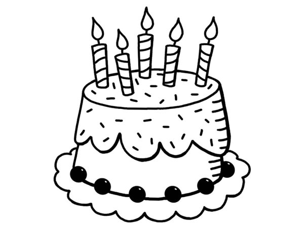Торт со свечами раскраска для детей