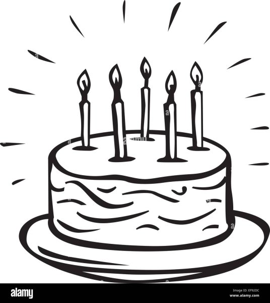Торт со свечкой скетч