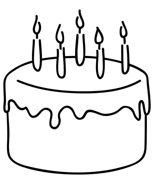 Раскраска тортик 6 свечей