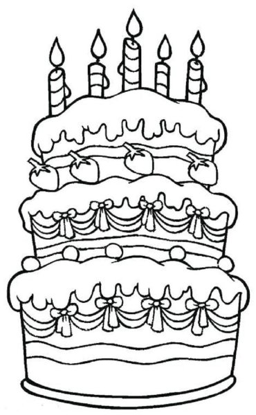 Раскраска торт на день рождения