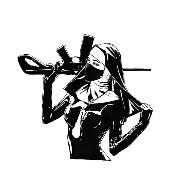 Монашка с автоматом эскиз