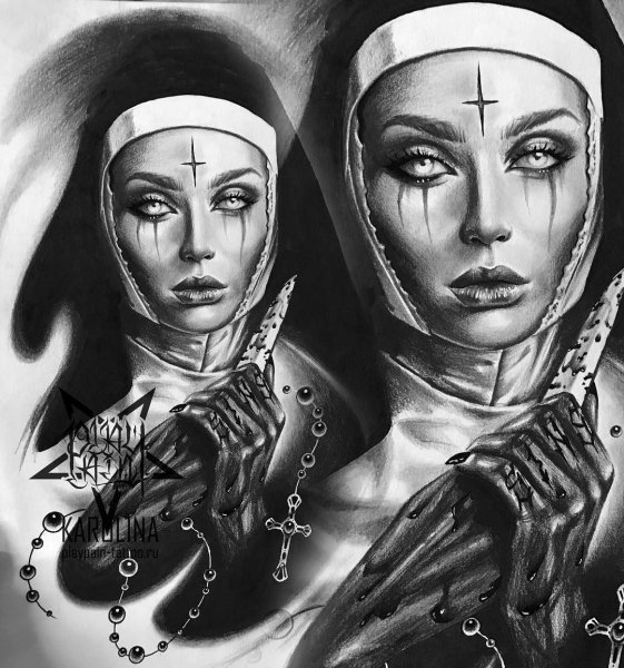 Монашка тату эскиз
