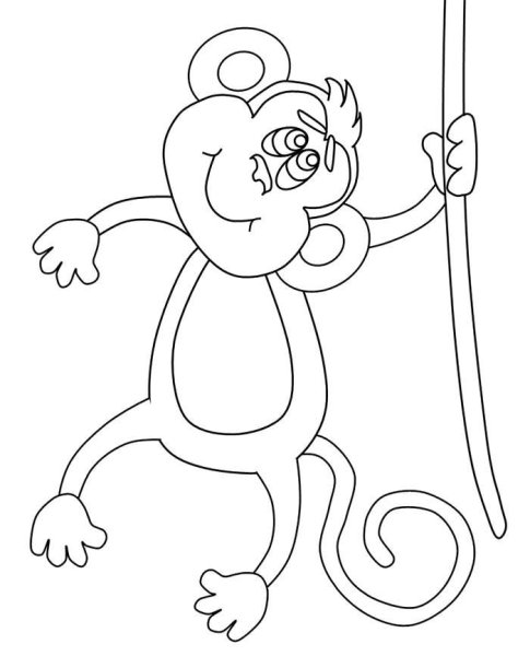 Обезьяна раскраска для детей