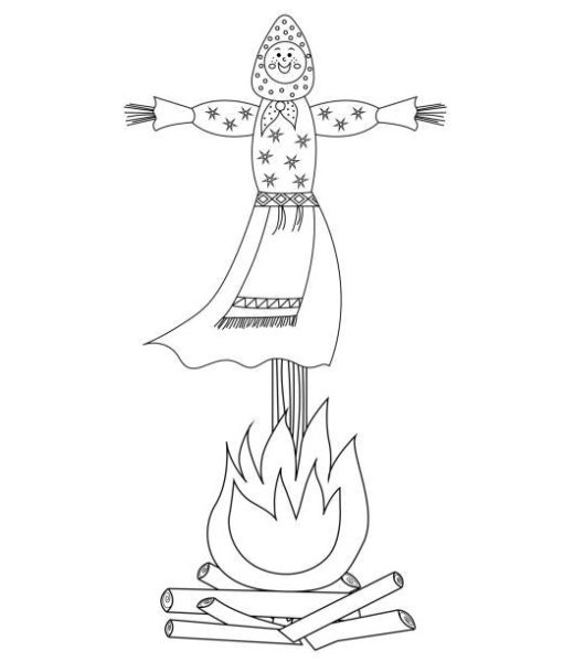 Масленица рисунок раскраска