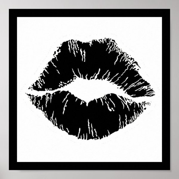Поцелуй губы на черном