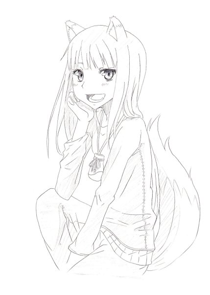 Раскраска аниме волчица