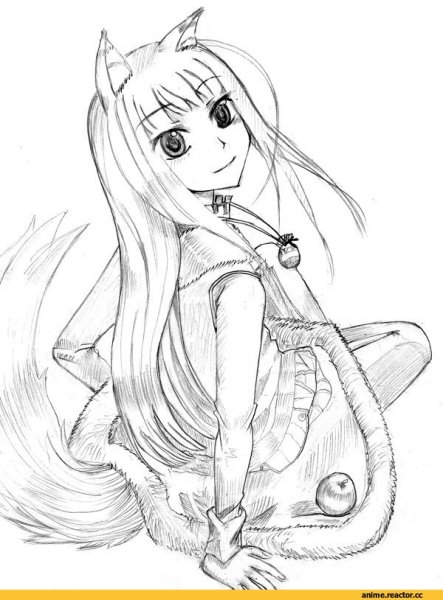 Раскраски аниме волчица и пряности