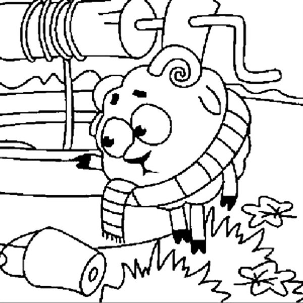 Раскраска Нюша из смешариков