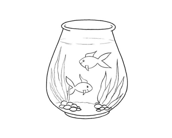 Раскраска аквариум без рыбок для детей