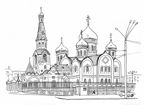 Церковь раскраска