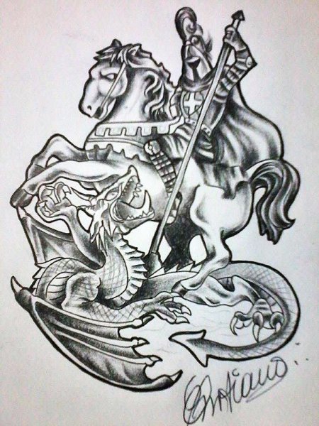 Георгий Победоносец тату эскиз