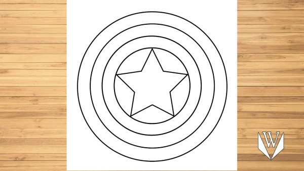 Раскраска Марвел Капитан Америка щит