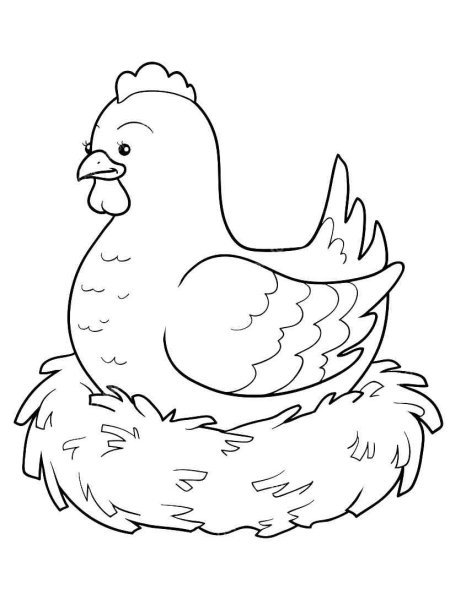 Раскраска Курочка клюет зернышки для детей