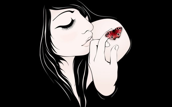 Девушка на черном фоне рисунок