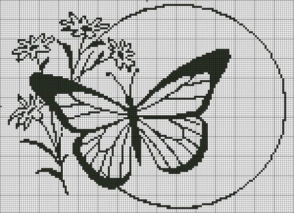 Вышивка крестом схемы бабочек монохромные