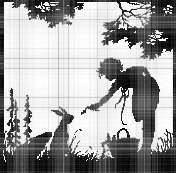 Монохромная вышивка крестом схемы
