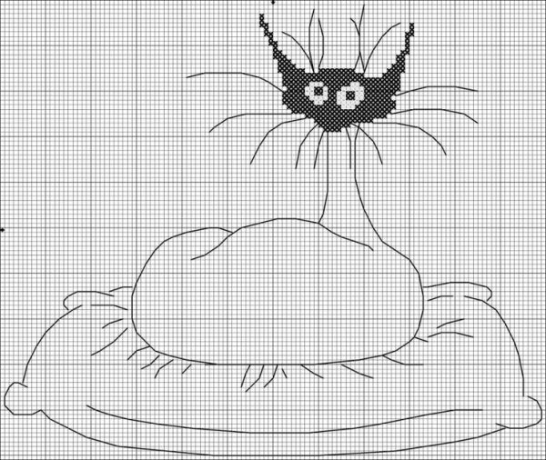 Контурная вышивка коты