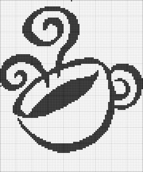 Схема вышивки чашка кофе монохром