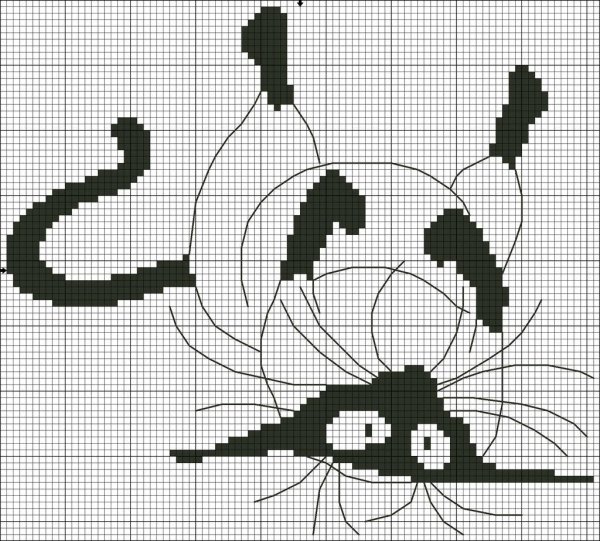 Черно-белая вышивка крестом