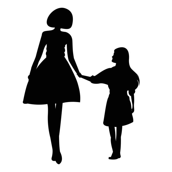 Мать с дочкой силуэт