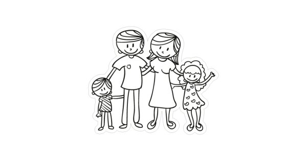 Раскраска семья две Дочки