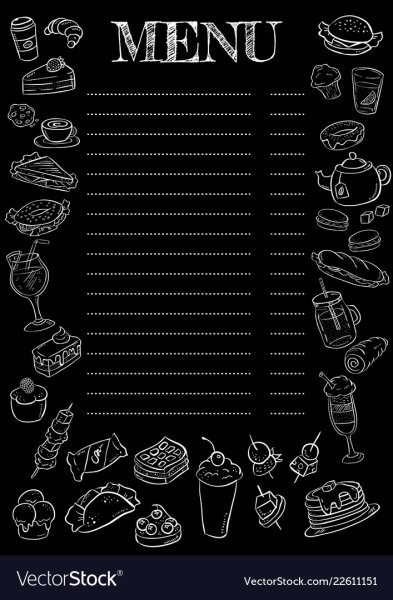 Меню черно белое