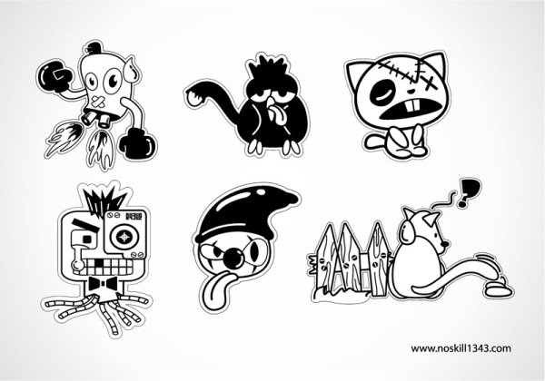 Стикеры для распечатки черно белые