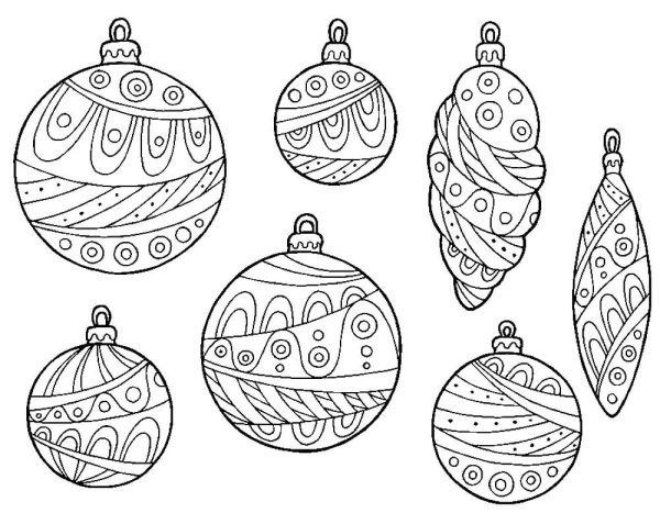 Новогодние шары раскраска