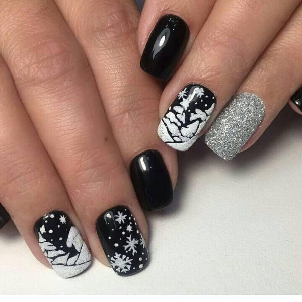 Новогоднийманиеюр черный