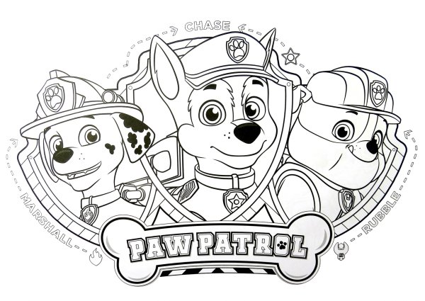 Щенячий патруль раскраска гонщик Маршал и Крепыш