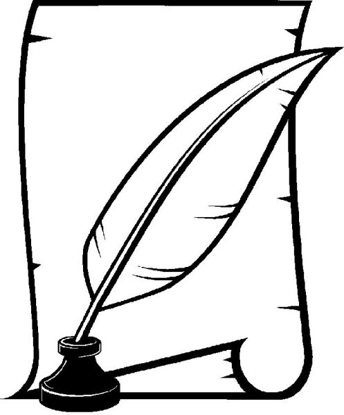 Лист с пером и чернильницей