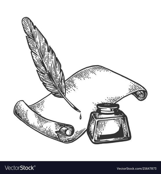 Черно белое перо и чернильница