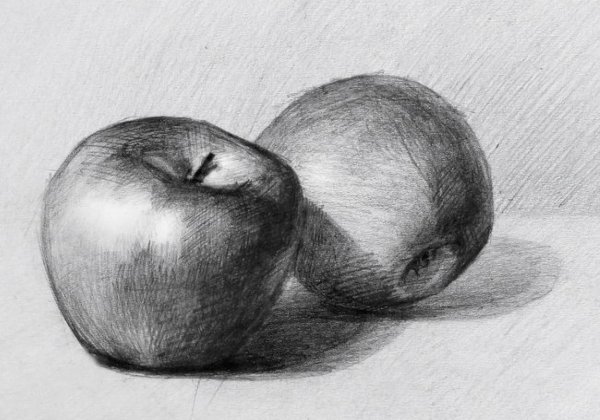 Яблоко карандашом